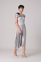 Tabita Dress - Textured Metallic Silver